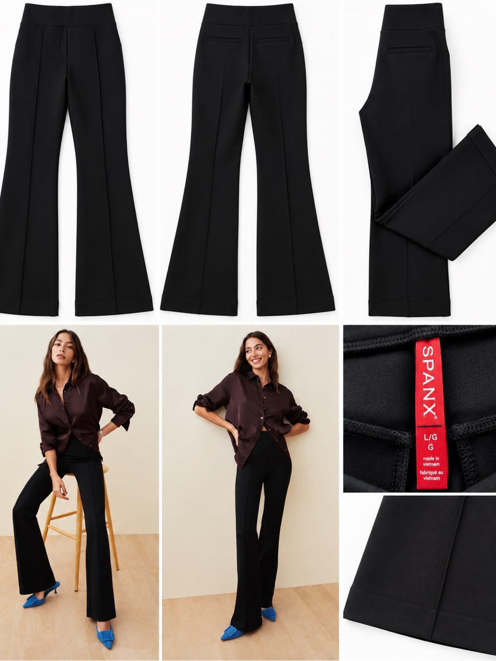 SPANX The Perfect Pant Hi-Rise Flare Black Pants Size Large
